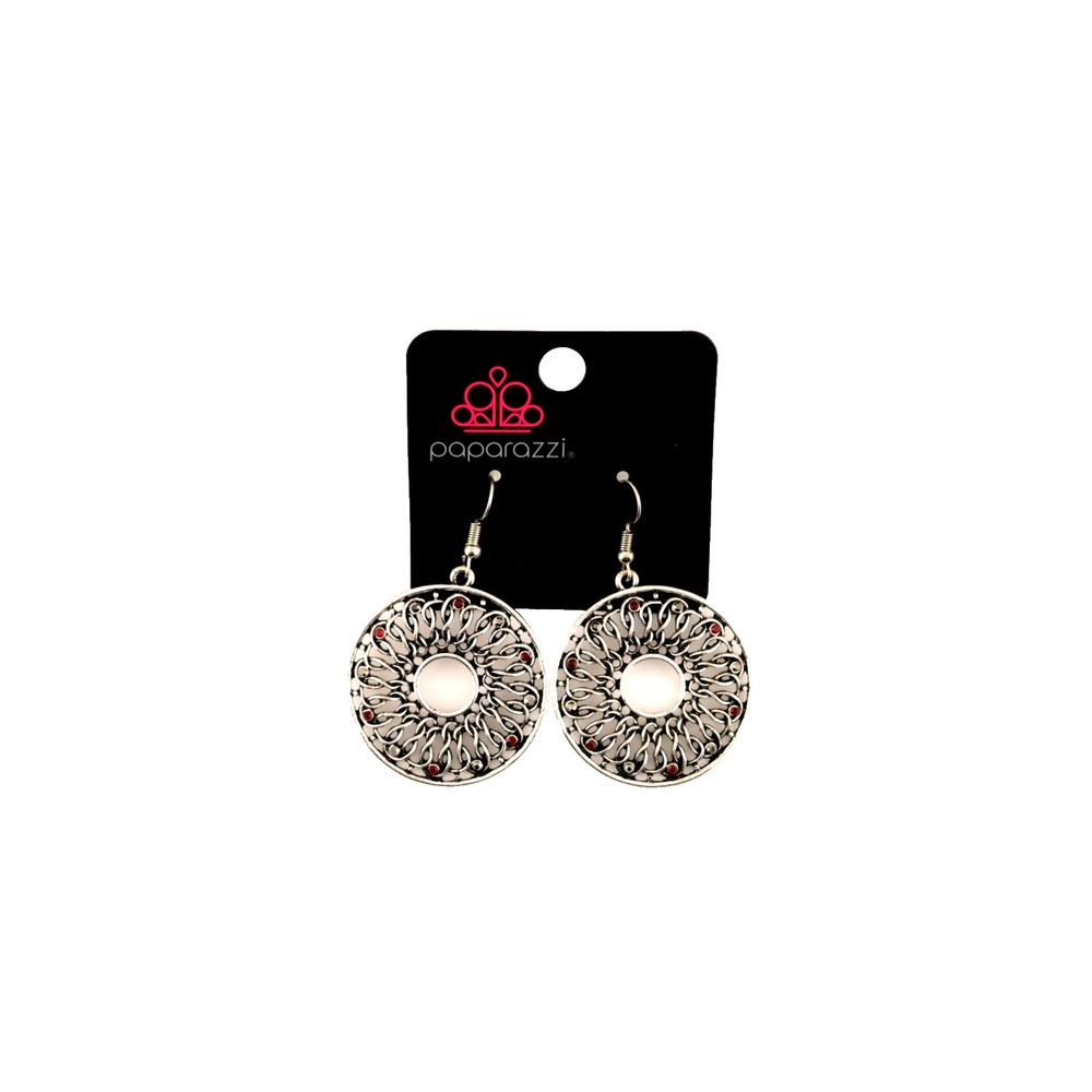 Paparazzi Malibu Musical Red Rhinestone Hoop Earrings
